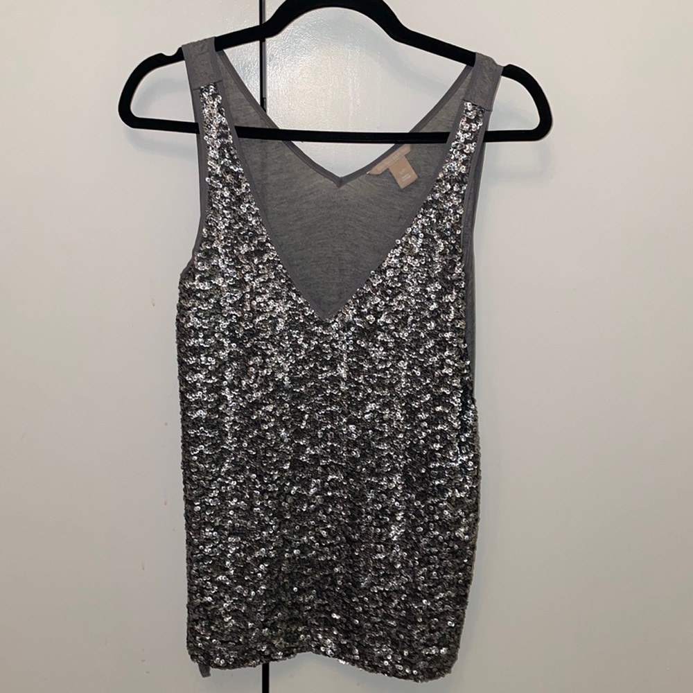 S/P Banana Republic silver sequin blouse